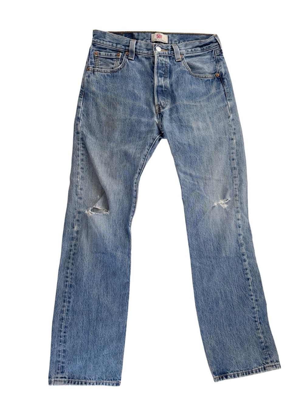 Vtg Y2K Levi's 501 mid Blue Jeans with Knee Distress 30X32